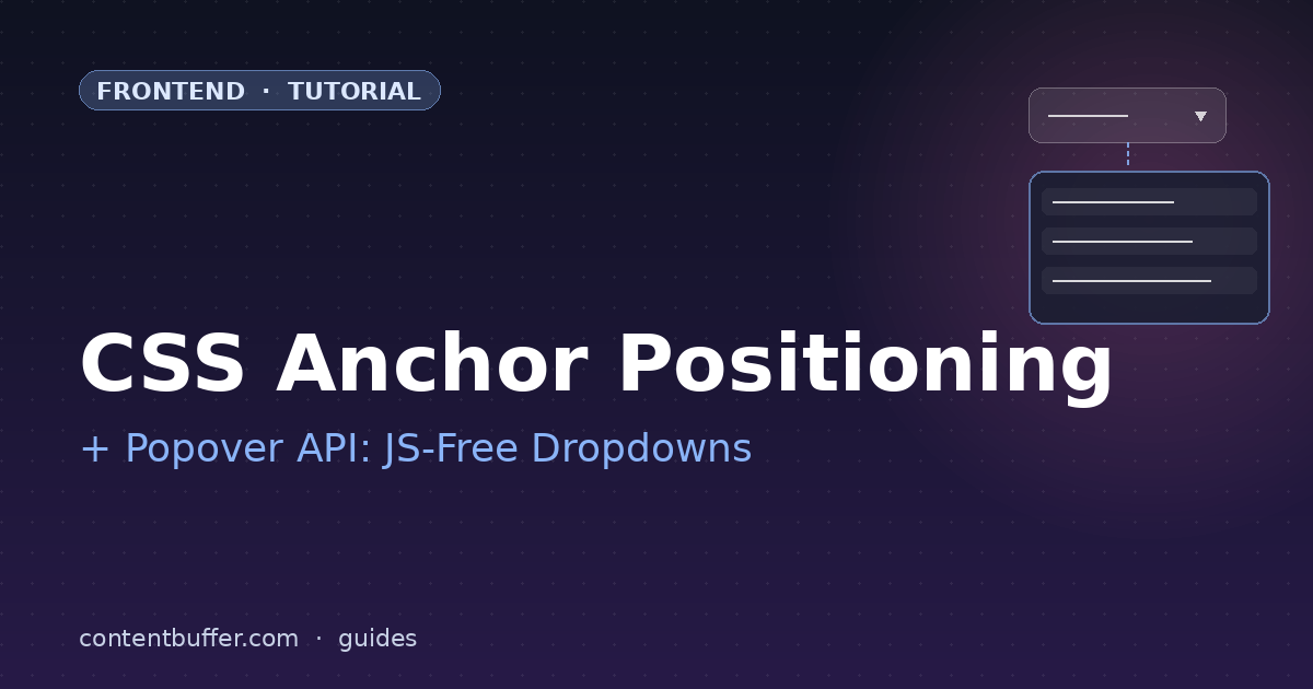 CSS Anchor Positioning + Popover API: JS-Free Dropdowns