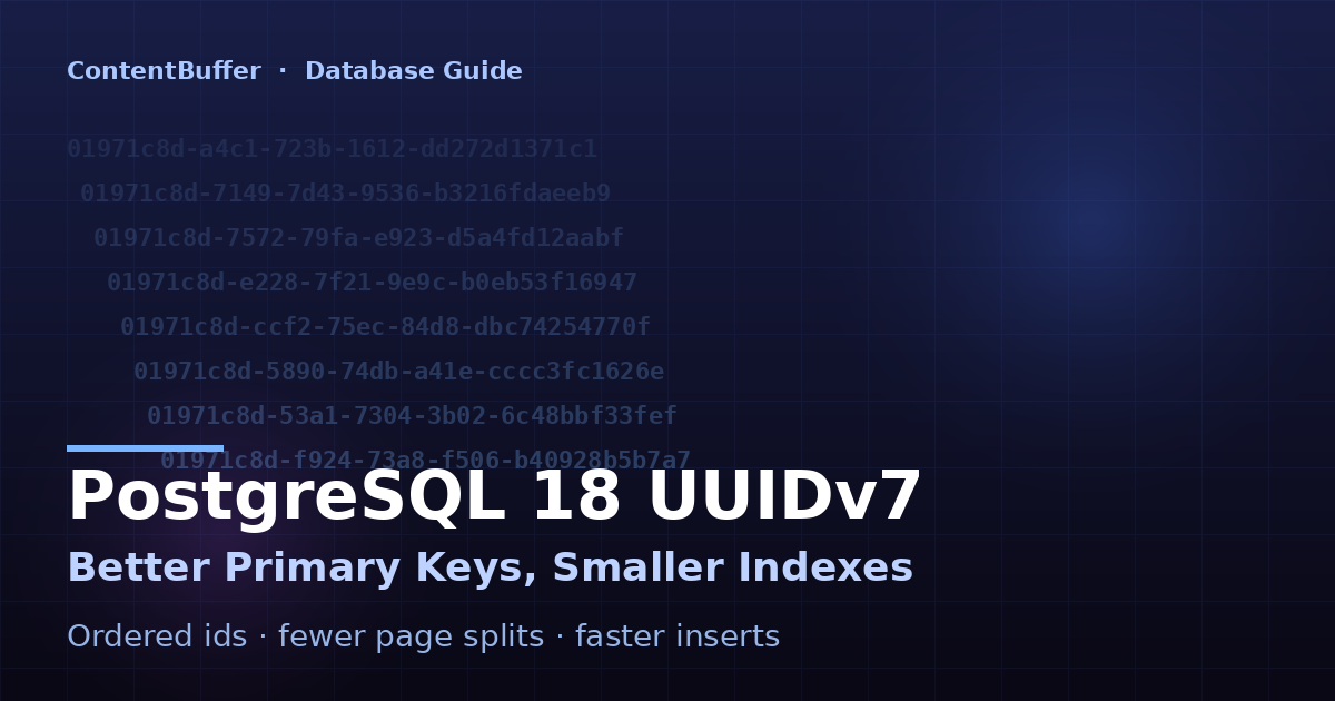 PostgreSQL 18 UUIDv7: Better Primary Keys — ContentBuffer guide