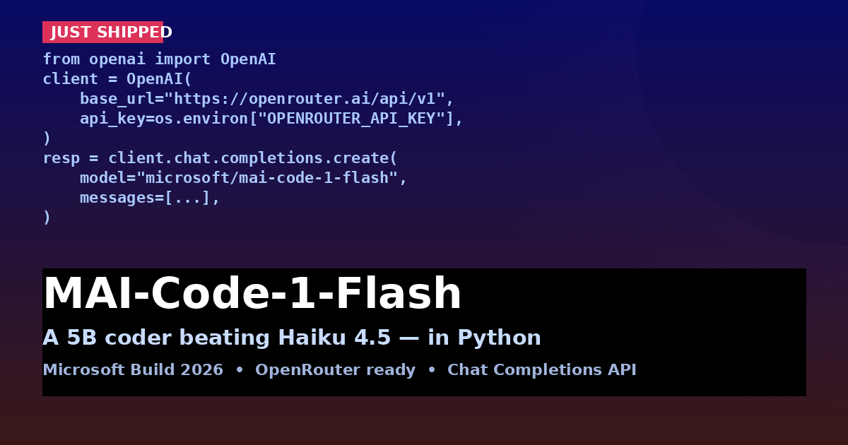 MAI-Code-1-Flash in Python: 5B Coder Beats Haiku 4.5