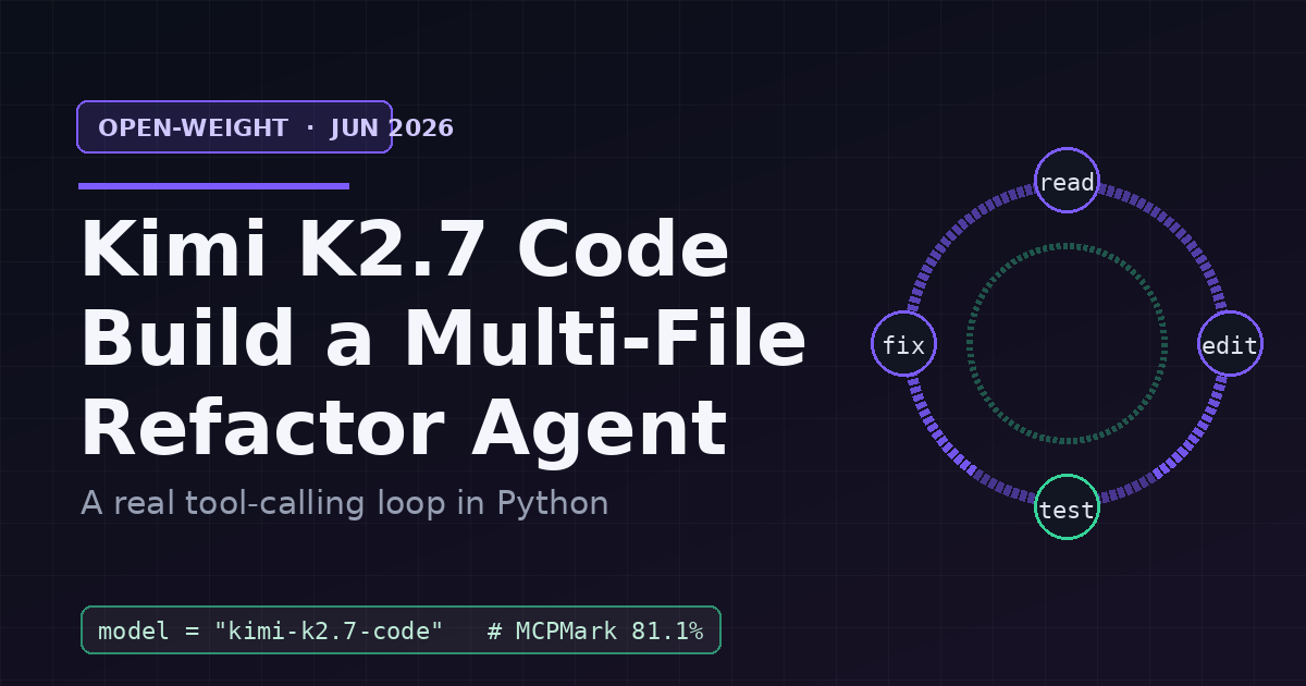 Kimi K2.7 Code: Build a Multi-File Refactor Agent