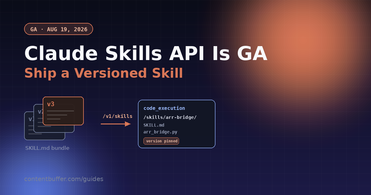 Claude Skills API Is GA: Ship a Versioned Skill