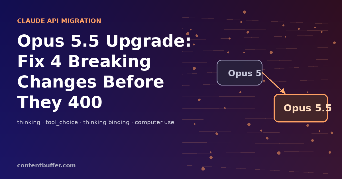 Opus 5.5 Upgrade: Fix 4 Breaking Changes Before They 400