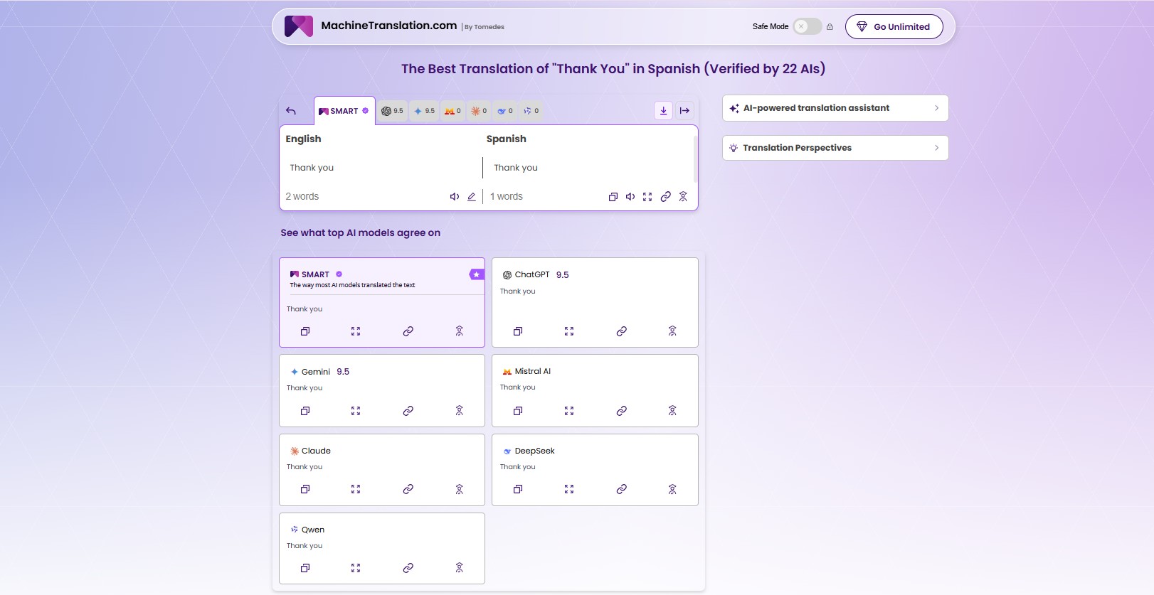 MachineTranslation.com screenshot