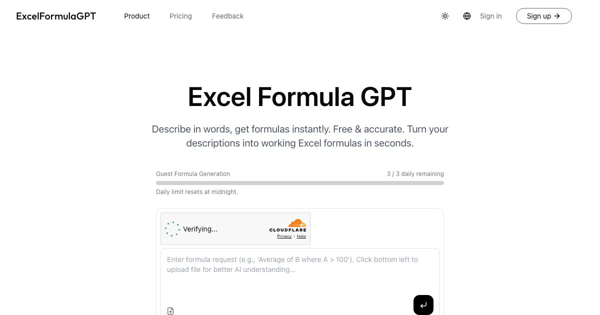 Excel Formula GPT screenshot