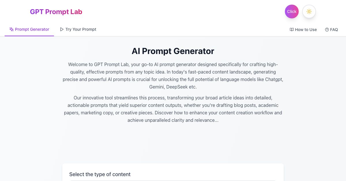 GPT prompt lab screenshot