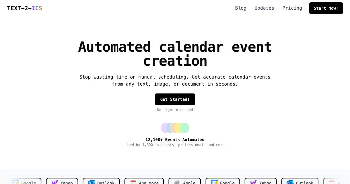Text-2-ICS screenshot