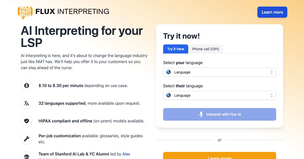 TranslateMyCall.com screenshot