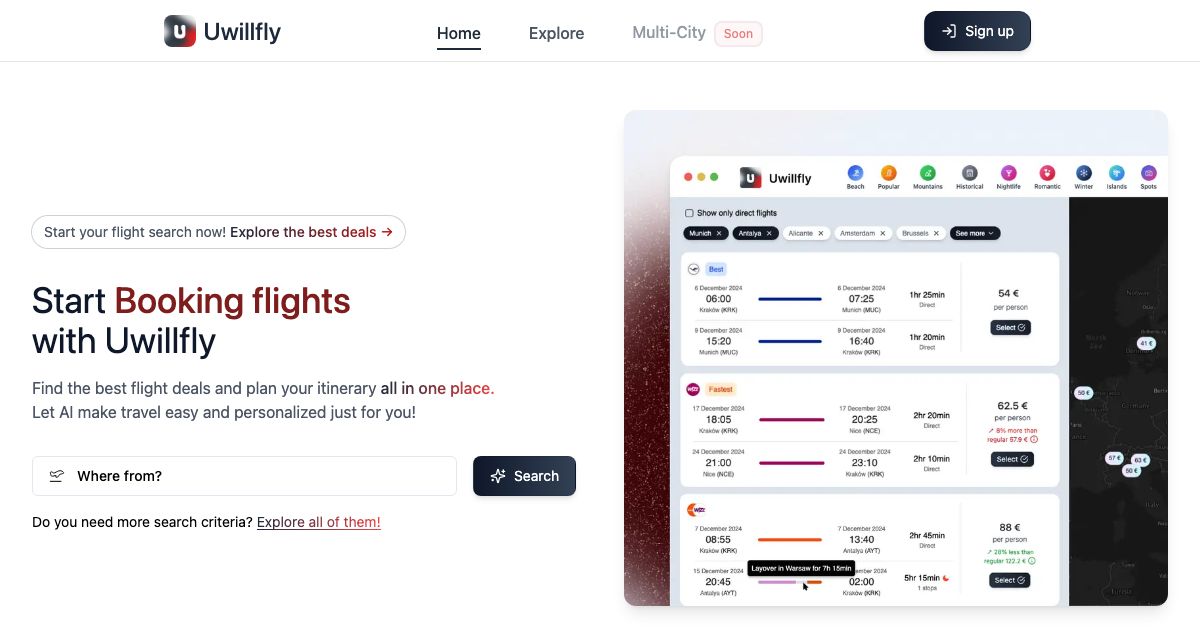 Uwillfly screenshot